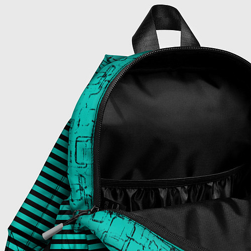Детский рюкзак Темно бирюзовый полосатый узор / 3D-принт – фото 4