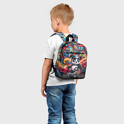 Детский рюкзак Панда - крутой скейтбордист на фоне граффити, цвет: 3D-принт — фото 2