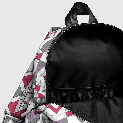 Детский рюкзак Геометрический узор красно серый / 3D-принт – фото 4