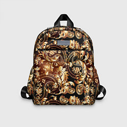 Детский рюкзак Пейсли золотые узоры, цвет: 3D-принт