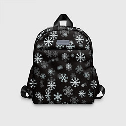 Детский рюкзак Снежинки белые на черном, цвет: 3D-принт