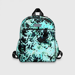 Детский рюкзак Абстракция чёрно-голубой неон, цвет: 3D-принт
