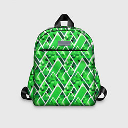 Детский рюкзак Зелёные треугольники и белые полосы, цвет: 3D-принт