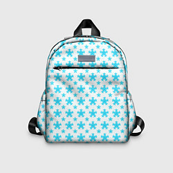 Детский рюкзак Паттерн снежинки бело-голубой