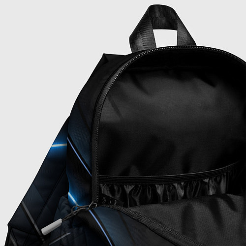 Детский рюкзак Синяя неоновая полоса на черном фоне / 3D-принт – фото 4