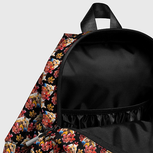 Детский рюкзак Лошади и цветы на чёрном фоне / 3D-принт – фото 4
