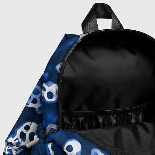 Детский рюкзак Белые черепки и кости на синем / 3D-принт – фото 4