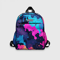 Детский рюкзак Яркие кислотные разноцветные пятна в виде камуфляж, цвет: 3D-принт