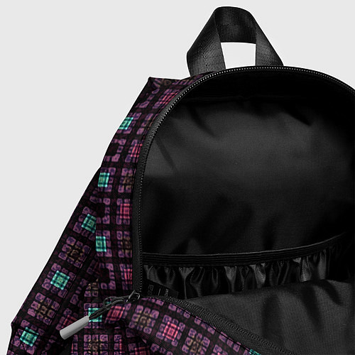 Детский рюкзак Тёмно-розовый полосы квадратики / 3D-принт – фото 4