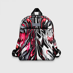 Детский рюкзак Красно-белая абстракция на чёрном фоне, цвет: 3D-принт