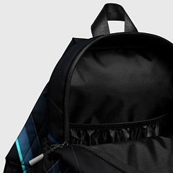 Детский рюкзак Черная абстракция с синим неоновым ярким свечением, цвет: 3D-принт — фото 2