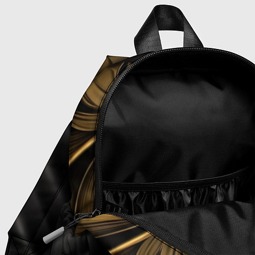 Детский рюкзак Лепнина золотые узоры на черной ткани / 3D-принт – фото 4