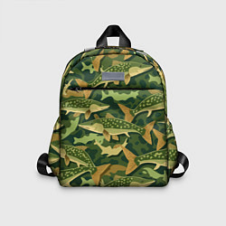 Детский рюкзак Камуфляж рыболова - рыба щука, цвет: 3D-принт