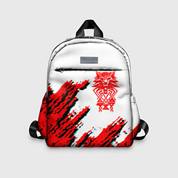 Детский рюкзак Ведьмак геральт красные краски лого волк, цвет: 3D-принт