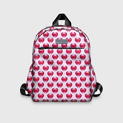 Детский рюкзак Двойное сердце на розовом фоне, цвет: 3D-принт