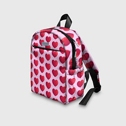 Детский рюкзак Красные сердца на розовом фоне, цвет: 3D-принт — фото 2