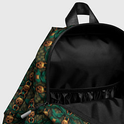 Детский рюкзак Зеленая ткань с золотыми заклепками, цвет: 3D-принт — фото 2