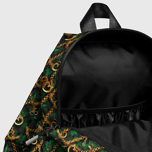 Детский рюкзак Золотая цепочка на зеленой ткани / 3D-принт – фото 4