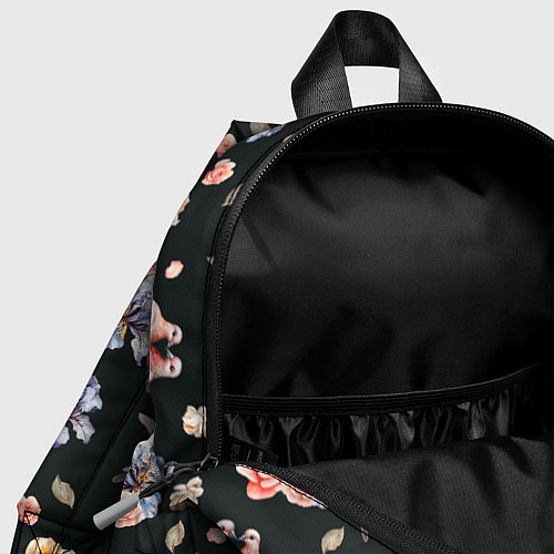 Детский рюкзак Голуби с розами и ирисами black / 3D-принт – фото 4