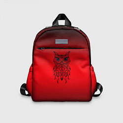 Детский рюкзак Сова маркером на чёрно-красном, цвет: 3D-принт