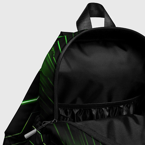 Детский рюкзак Металл и зеленый яркий неоновый свет / 3D-принт – фото 4