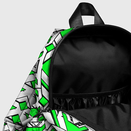 Детский рюкзак Бело-зелёный узор / 3D-принт – фото 4