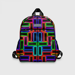 Детский рюкзак Цветные светящиеся прямоугольники, цвет: 3D-принт