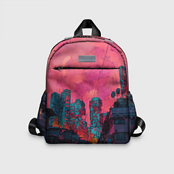 Детский рюкзак Абстрактный город в неоновых цветах, цвет: 3D-принт