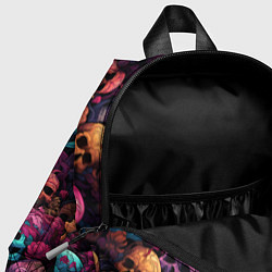 Детский рюкзак Поле яркий черепов и цветов, цвет: 3D-принт — фото 2