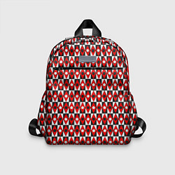 Детский рюкзак Чёрно-белые ромбы и круги на красном фоне, цвет: 3D-принт