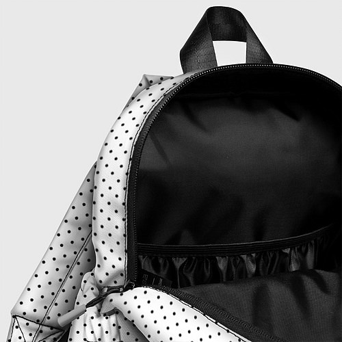 Детский рюкзак Белый в чёрный маленький горошек / 3D-принт – фото 4