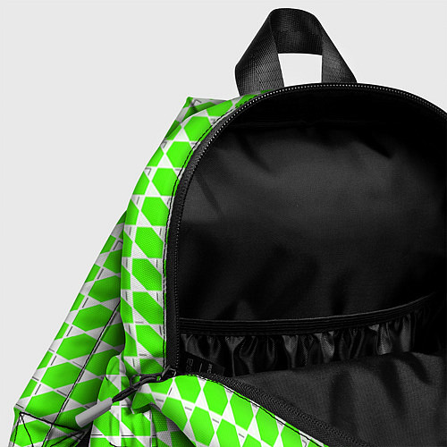 Детский рюкзак Зелёные лепестки шестиугольники / 3D-принт – фото 4