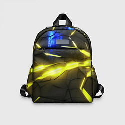 Детский рюкзак Желтый на черном неон из разлома плит, цвет: 3D-принт