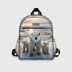 Детский рюкзак Polar bear with her cubs - ai art