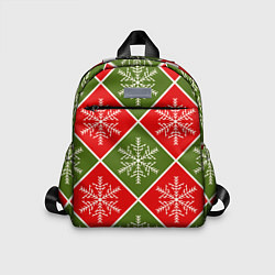 Детский рюкзак Рождественский паттерн со снежинками в ромбах, цвет: 3D-принт