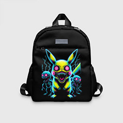 Детский рюкзак Pikachu and skeletons - neon glow ai art