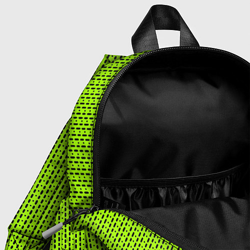 Детский рюкзак Ярко-зелёный в маленькие чёрные полоски / 3D-принт – фото 4