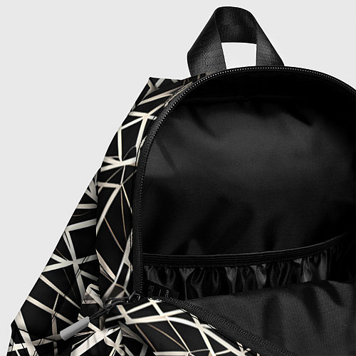 Детский рюкзак Белые хаотичные линии на чёрном фоне / 3D-принт – фото 4