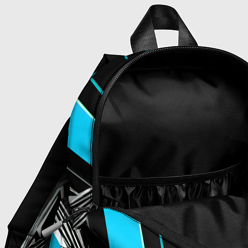 Детский рюкзак Серо-голубые полосы на чёрном фоне / 3D-принт – фото 4