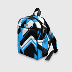 Детский рюкзак Бело-голубые линии на чёрном фоне, цвет: 3D-принт — фото 2