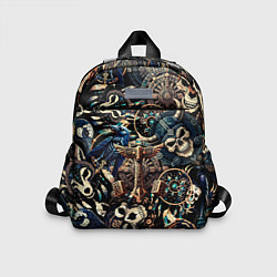 Детский рюкзак Викинг-череп ворон, руны и молот Тора, цвет: 3D-принт