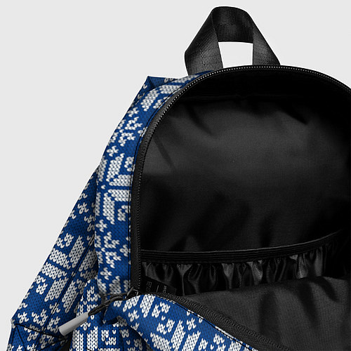 Детский рюкзак Синий вязаный орнамент / 3D-принт – фото 4
