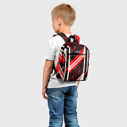Детский рюкзак Red and white lines on a black background, цвет: 3D-принт — фото 2