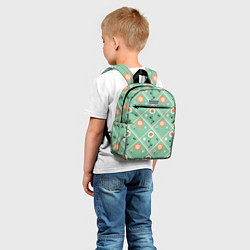 Детский рюкзак Зеленый цветочный - ретро, цвет: 3D-принт — фото 2