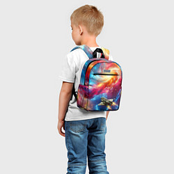 Детский рюкзак Космолёт в неоновом космосе, цвет: 3D-принт — фото 2