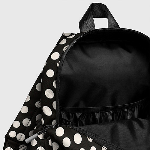 Детский рюкзак Черный фон с белыми кружками / 3D-принт – фото 4