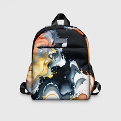 Детский рюкзак Белые и персиковые разводы на черном фоне, цвет: 3D-принт