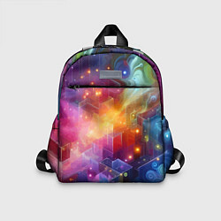 Детский рюкзак Геометрический неоновый космос - нейросеть, цвет: 3D-принт