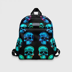 Детский рюкзак Neon skulls - ai art pattern