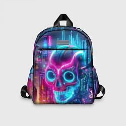 Детский рюкзак Neon skull in metropolis - future, цвет: 3D-принт